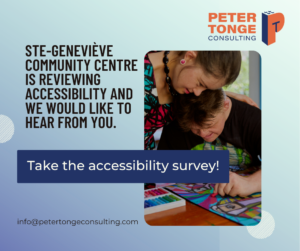 Poster advertising Ste-Geneviève accessibility survey.