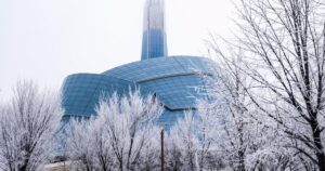 The CMHR tower on a winter day.